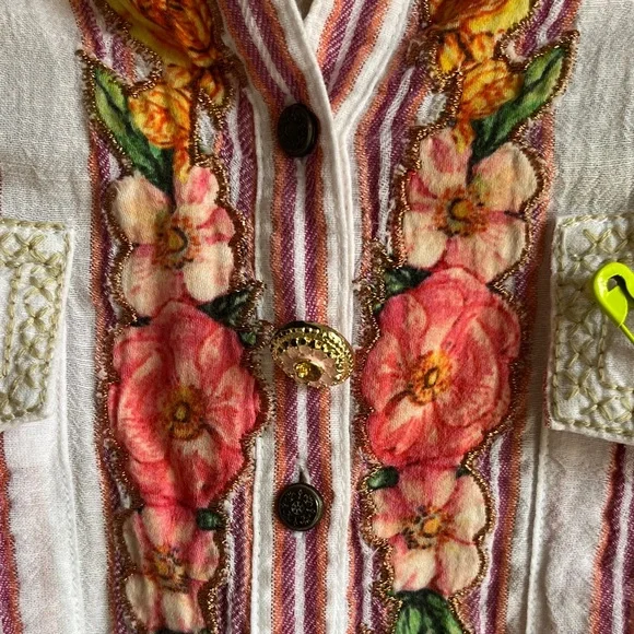 Aratta Silent Journey Pants and Top Embroidered Boho Birth of Venus Sz Med - Picture 7 of 16